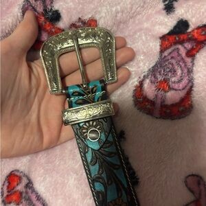 Myra Silver and Blue Designer Belt